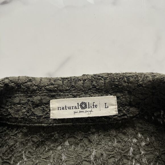 Natural life Carina Lace blouse forest green sz Large Boho chic festival top - Picture 3 of 10